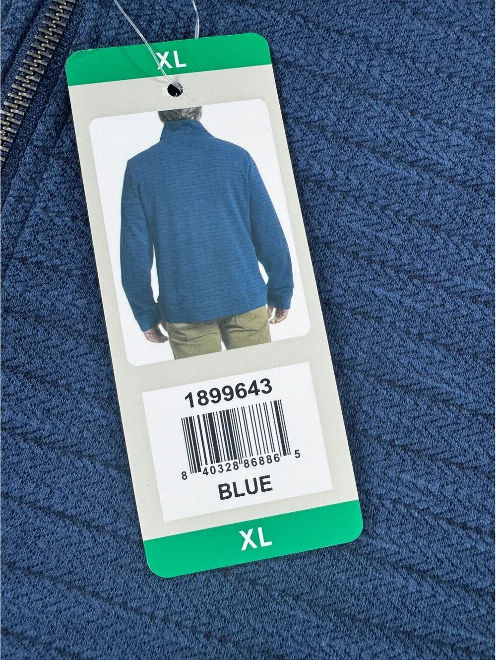 Dockers Men's Quarter Zip Regular Fit Textured Fabric Pullover Size XL Blue